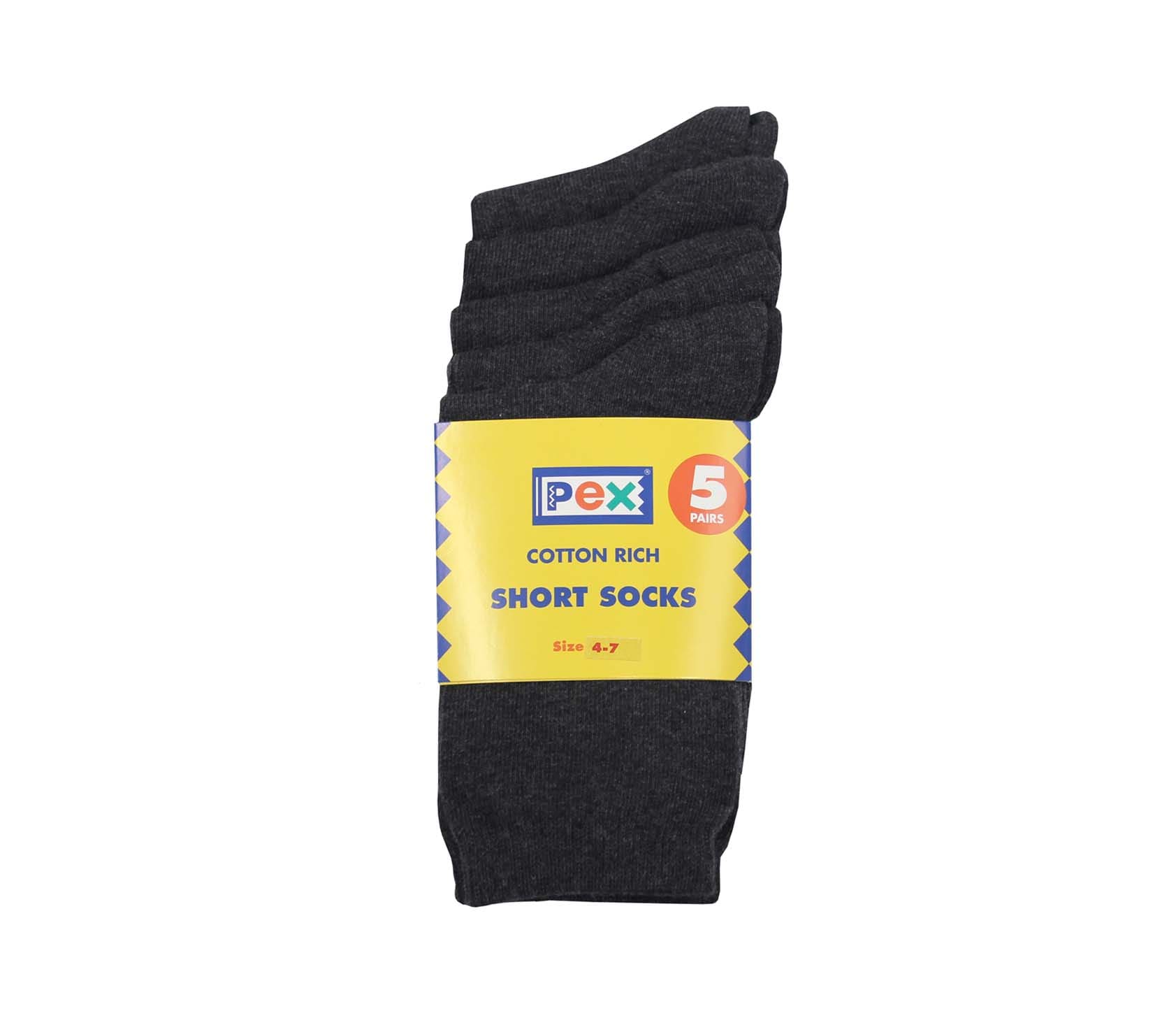 Pex Five Pack Short Charcoal Cotton Socks