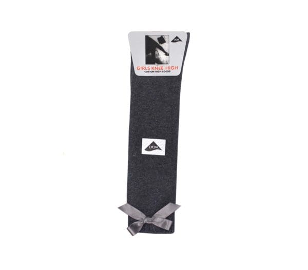 Grey Knee High Bow Socks