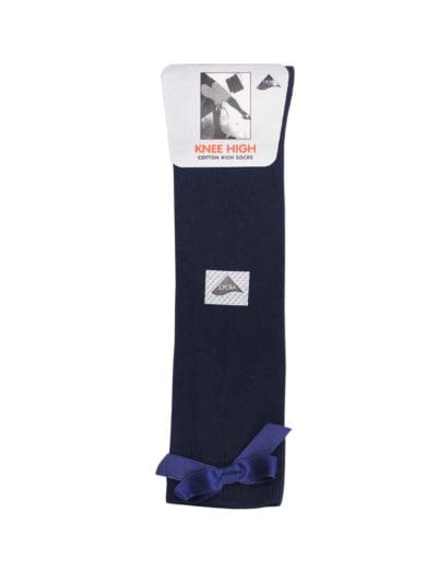 Navy Knee High Bow Socks