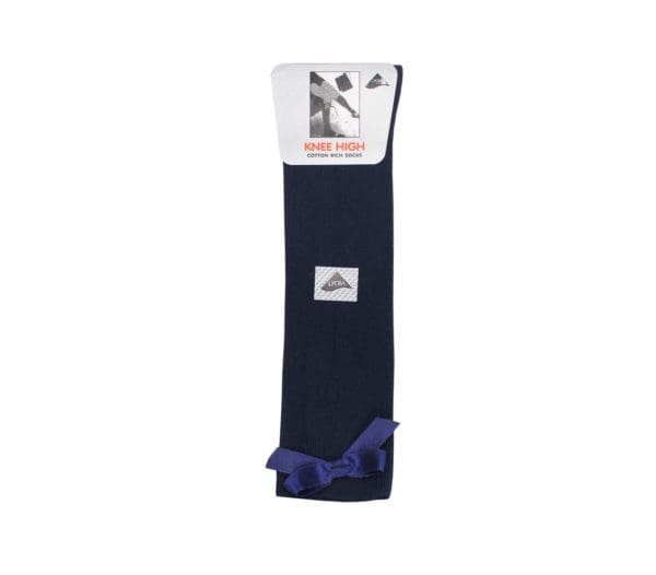 Navy Knee High Bow Socks