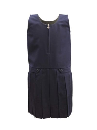 Navy Blue Zip Front Pinafore Dress