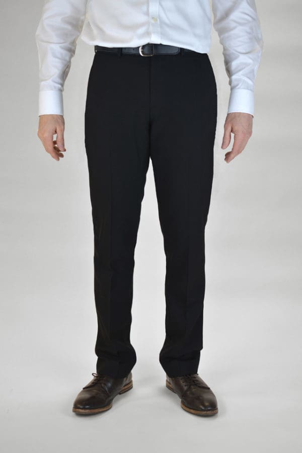 slim leg black trousers
