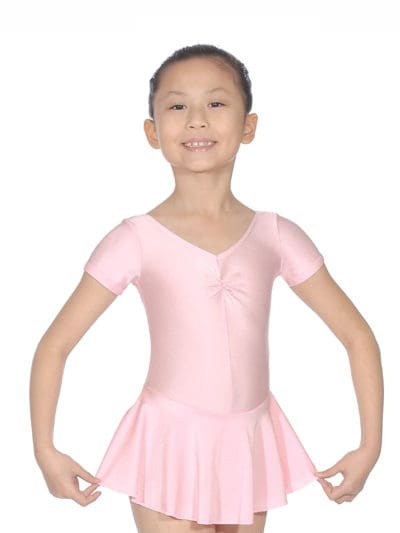 Short Sleeved Leotard With Skirt Pink