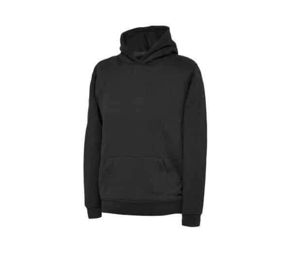 Plain Black PE Overhead Or Zipped Hoodie