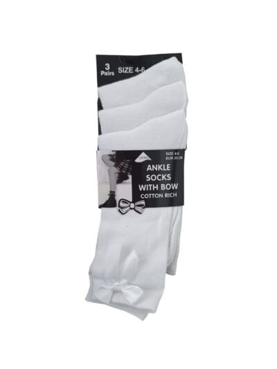 Three Pack Short White Cotton Socks