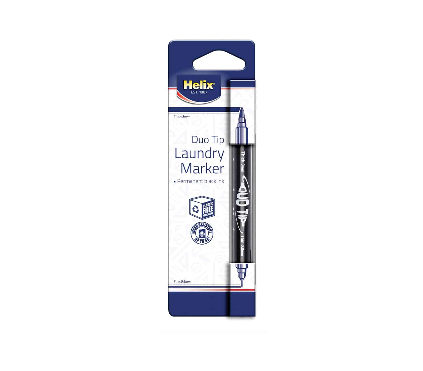 Helix Dual Tip Fabric Laundry Pen Black