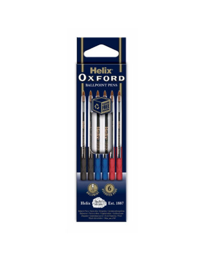 Helix Oxford Ballpoint Pens x6 Assorted