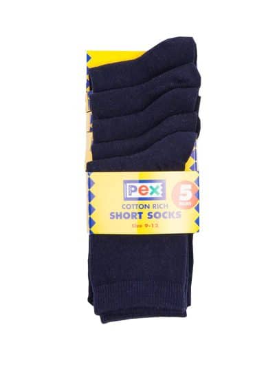 Five Pack Short Navy Cotton Socks
